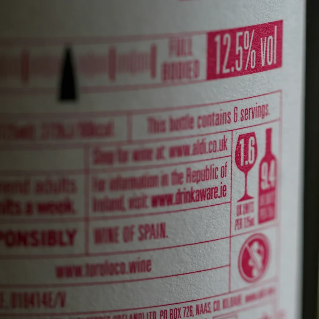 Bottle label in "Photographing Product Labels for Legibility" article in Dropicts.com website