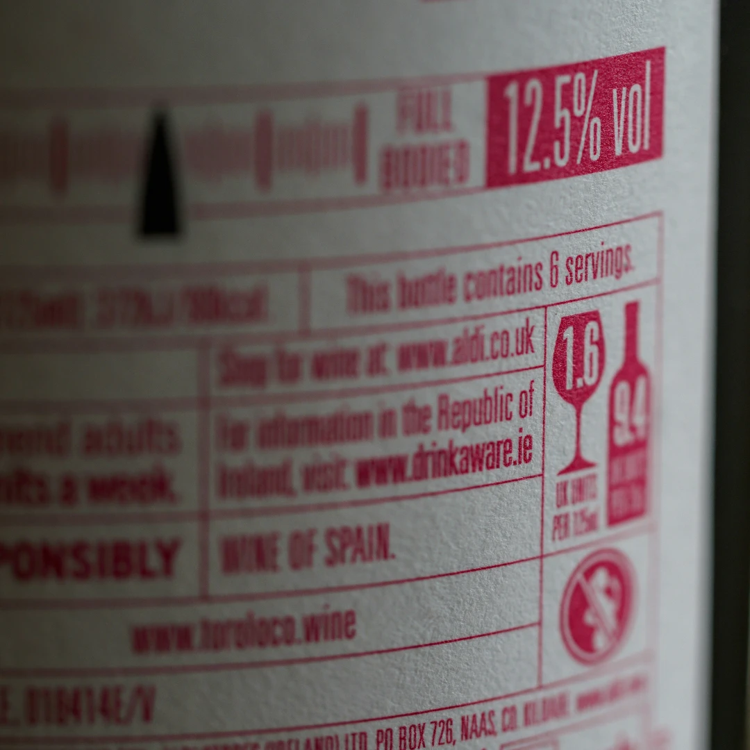 Bottle label in "Photographing Product Labels for Legibility" article in Dropicts.com website